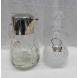 CUT GLASS DECANTER WITH SILVER SHERRY LABEL,