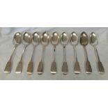 SET OF 9 GEORGE III SCOTTISH PROVINCIAL SILVER OLD ENGLISH PATTERN TABLE SPOONS BY WILLIAM JAMIESON,