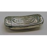 GEORGE 111 SILVER CONCAVE SNUFF BOX WITH BRIGHT-CUT DECORATION,