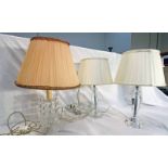 SELECTION OF GLASS/CRYSTAL TABLE LAMPS