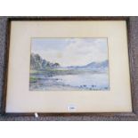 EDWARD ARDEN LAKE SCENE SIGNED FRAMED WATERCOLOUR 27 CM X 40 CM