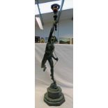 EARLY 20TH CENTURY METAL FIGURAL TABLE LAMP OF HERMES 78 CM Condition Report: Needs