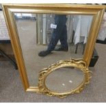 GILT FRAMED MIRROR WITH BEVELLED EDGE & GILT FRAMED OVAL MIRROR Condition Report: