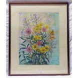 M BROTHER, FLOWERS, INDISTINCTLY SIGNED, FRAMED GOUACHE,