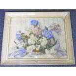 PHYLLIS I HIBBERT HYDRANGEA SIGNED IN PENCIL FRAMED WATERCOLOUR 55 X 75 CM Condition