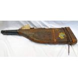 LEG O MUTTON GUN CASE WITH LABEL "PROPERTY OF CAPT SNOWBALL"