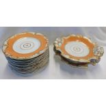 19TH CENTURY PEACH & WHITE ENGLISH POTTERY DESSERT SERVICE