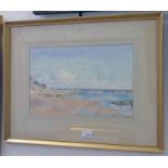 WM ARTHUR CARRICK, SCOTTISH COASTAL SCENE, SIGNED, GILT FRAMED OIL PAINTING, 25 X 38 CM,