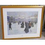 GILT FRAMED PICTURE SNOW SCENE - 51 X 67 CMS