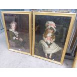 2 FRAMED PICTURES BLOWING BUBBLES & GIRL WITH PINK BOW