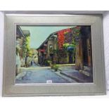 RUTH WALKER CONTINENTAL STREET SCENE SIGNED FRAMED OIL PAINTING 44 X 58 CM