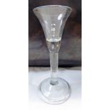 18TH CENTURY WINE GLASS WITH FOLDED FOOT - 16 CM TALL