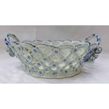 LATE 18TH CENTURY CAUGHLEY WARE BLUE & WHITE CHESTNUT BASKET WITH FLORAL ENCRUSTED DECORATION - 24