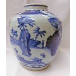 19TH CENTURY CHINESE BLUE AND WHITE DECORATED VASE,