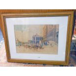 FRAMED PICTURE OF EUROPEAN CITY SCENE, 37 X 53 CM Condition Report: Frame is worn,