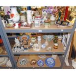 SELECTION OF VARIOUS PORCELAIN, ETC INCLUDING STAFFORDSHIRE POTTERY SHEEP, GOD SPEED THE PLOUGH MUG,