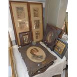 PAIR OAK FRAMED ENGRAVINGS OF ABERDEEN & OAK FRAMED PICTURES ETC