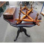 MAHOGANY TABLE WITH SHAPED TOP.