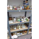 LARGE SELECTION OF VARIOUS PORCELAIN GLASSWARE ETC INCLUDING COPPER KETTLE, TEASETS,