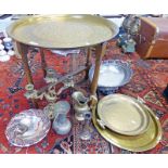 BRASS TRAY TOP FOLDING TABLE,