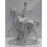 LLADRO FIGURE WOMAN ON HORSE WITH BOX 45CM TALL Condition Report: Figure is in good