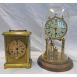 DOMED MANTLE CLOCK & BRASS CARRIAGE STYLE CLOCK