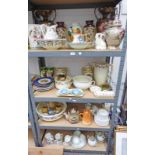 LARGE SELECTION OF VARIOUS PORCELAIN ETC INCLUDING PORTMEIRION EWER & BASIN, PAIR OF GLASS VASES,