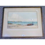 P MACGREGOR WILSON CARRADALE BAY SIGNED OAK FRAMED WATERCOLOUR 28CM X 48 CM