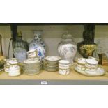 LARGE SELECTION OF VARIOUS VASES, NORITAKE TEASETS, POTTERY TABLE LAMP,
