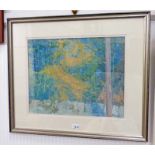 IRENE HALLIDAY - (ARR) TREES SIGNED FRAMED GOUACHE 38 X 48 CM