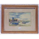 HAMILTON GLASS DYSART SIGNED GILT FRAMED WATERCOLOUR 22 X 35 CMS