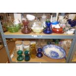 SELECTION OF VARIOUS PORCELAIN COLOURED GLASSWARE,