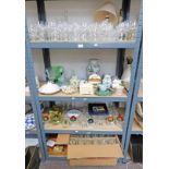 LARGE SELECTION OF VARIOUS GLASSWARE, PORCELAIN ETC INCLUDING CROWN DEVON HONEY POT,