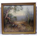 ARNOLD SCHATZ BLACKCOCK IN THE UNDERGROWTH SIGNED FRAMED OIL PAINTING,