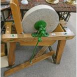 WOOD AND METAL FRAMED STONE SHARPENING / GRINDING WHEEL,