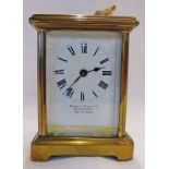 EARLY 20TH CENTURY BRASS CARRIAGE CLOCK BY BRIGHT STORES BOURNEMOUTH