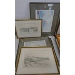 2 FRAMED PRINTS OF ARBROATH AFTER CARGILL & 4 MARITIME SCENE PRINTS