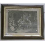 19TH CENTURY ROSEWOOD FRAMED ENGRAVING THE COTTER'S SATURDAY NIGHT - 43 X 57 CMS