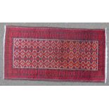 PERSIAN BALUCHI WOOL RUG WITH ALL OVER PATTERN 209 X 110CM