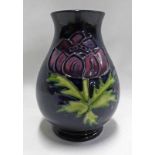 SMALL MOORCROFT BALUSTER VASE DECORATED WITH ANEMONE - 10 CM TALL