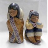 2 LLADRO MATT FIGURES OF ESKIMOS