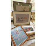 2 FRAMED LIMITED EDITION PRINTS SIGNED IN PENCIL DONALD BARNETT & VARIOUS SEWN WORK PICTURES