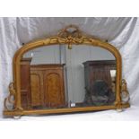 LATE 19TH CENTURY GILT OVERMANTLE MIRROR WITH ROPEWORK DECORATION 78 CM TALL X 116 CM WIDE