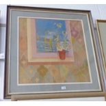 IRENE HALLIDAY - (ARR), SNOW WINDOW IVY PLANT, SIGNED, FRAMED GOUACHE,