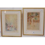 D WOODLOCK, CONTINENTAL SCENES, SIGNED, 2 FRAMED WATERCOLOURS,