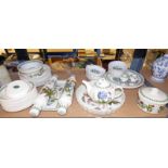 SELECTION OF PORTMEIRION WARE INCLUDING 2 ROLLING PINS, PLATES, DISHES, MUSTARD POTS,