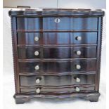 MAHOGANY JEWELLERY CABINET WITH LIFT UP LID & 5 DRAWERS WITH PANEL DOOR TO EITHER SIDE