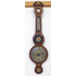 19TH CENTURY ROSEWOOD BANJO BAROMETER Condition Report: Middle dial missing.