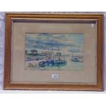 HAMILTON GLASS, CRAIL HARBOUR, SIGNED, FRAMED WATERCOLOUR,