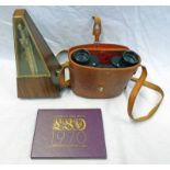 METRONOME 1970 CASED SET OF MINT COINS & PAIR OF OCTRA BINNOCULAR 8 X 30 CM